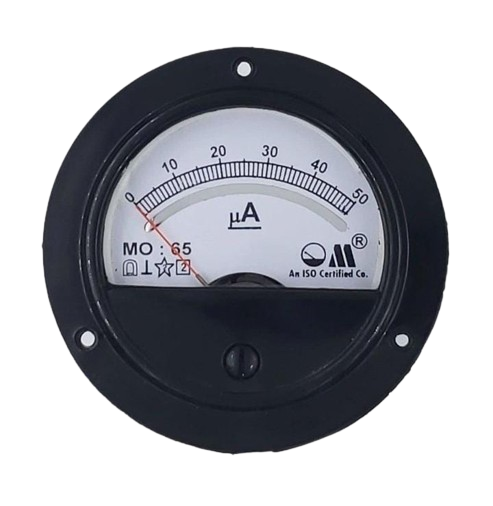DC MICROAMMETER 0-50 uA (MODEL MO-65 ROUND PANEL METER)