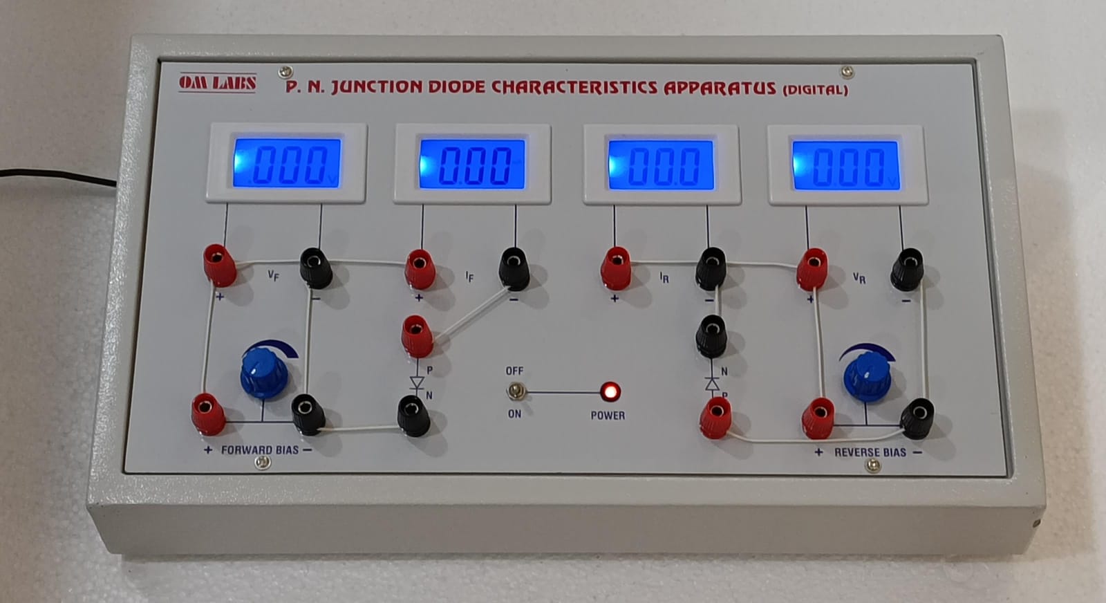 PN Junction diode Ch. App. (4 Digital Meters & outside wire connection)